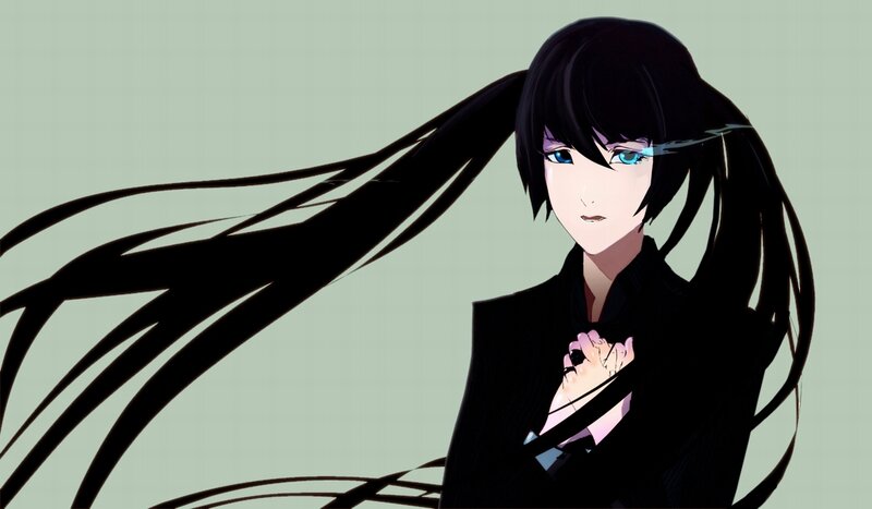 anime character with long black hair
