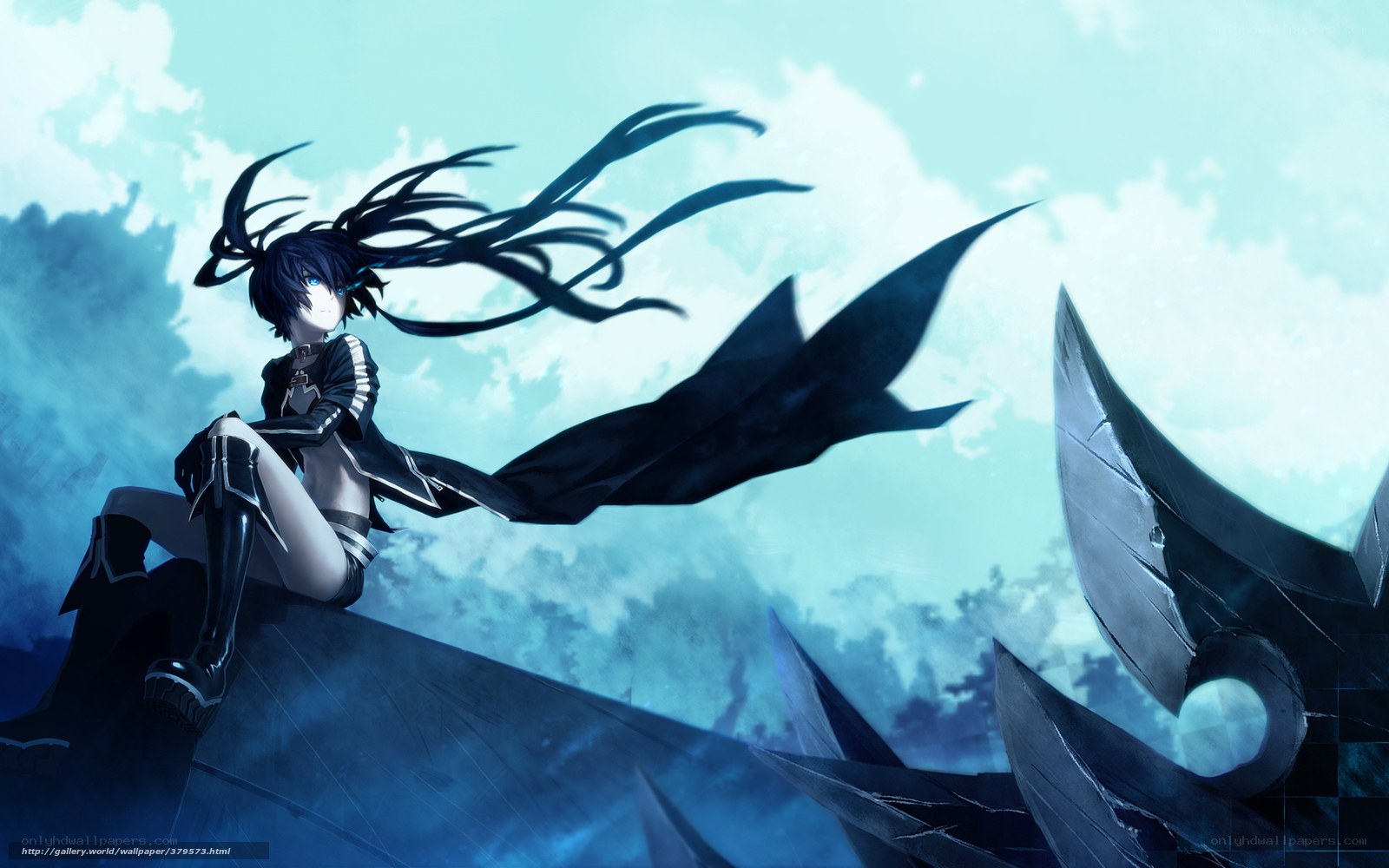 anime character with long black hair