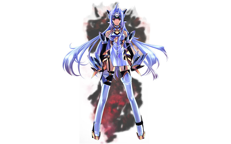anime character with long blue hair