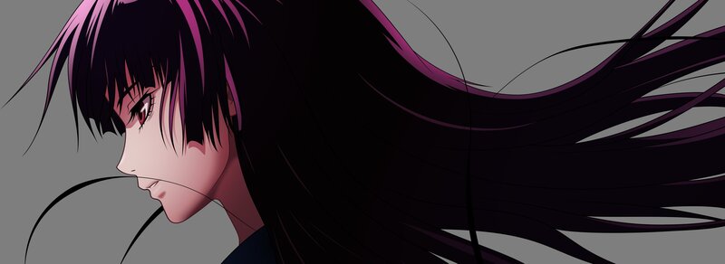 anime character with long dark hair