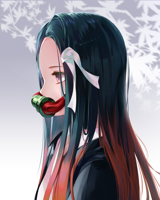 Anime Character with Long Hair — Black, Calm, Long Hair