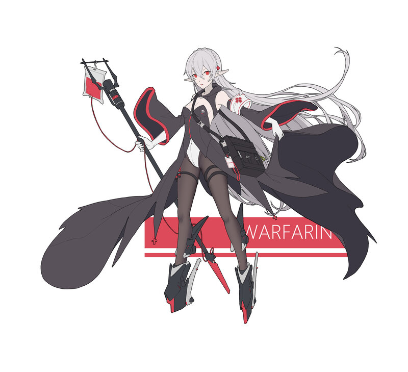 Anime Character with Long Hair — Black, Dramatic, Digital Art, Blood Bag