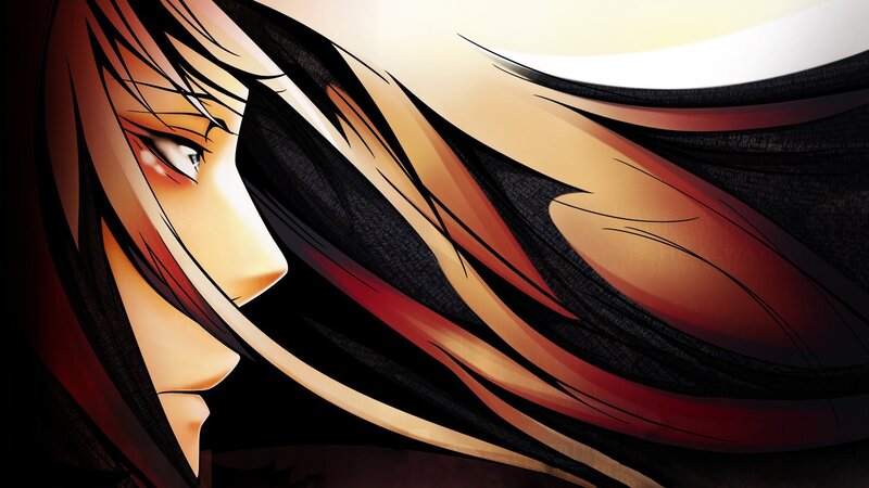 Anime Character with Long Hair — Black, Dramatic, Digital Art, Face