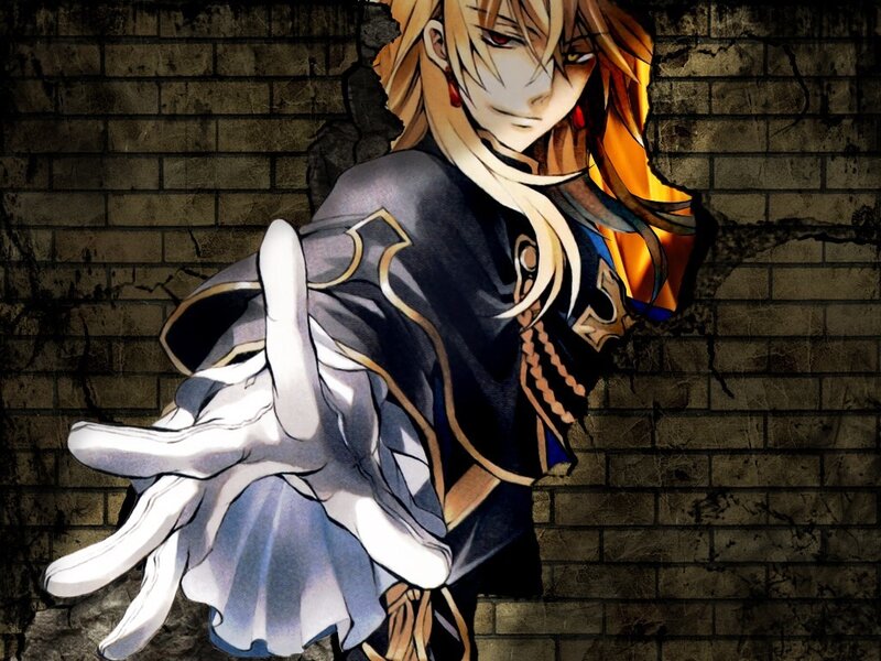 Anime Character with Long Hair — Black, Dramatic, Manga, Brick Wall, White Gloves