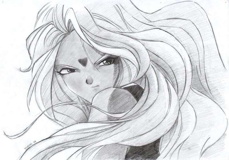 Anime Character with Long Hair — Black, Dramatic, Manga, Long Hair, Eyes