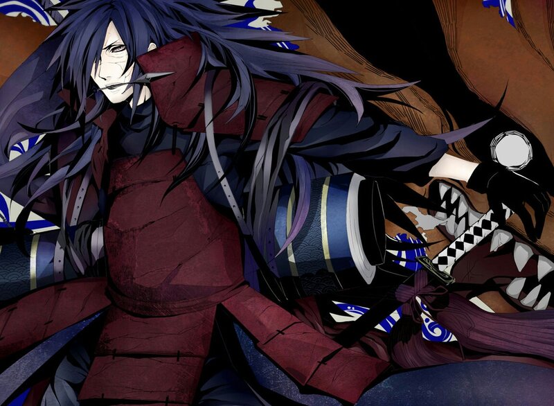 Anime Character with Long Hair — Black, Dramatic, Manga, Sword, Armor