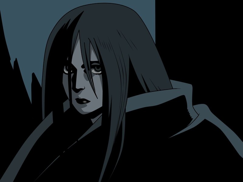 Anime Character with Long Hair — Black, Dramatic, Night, Manga, Dark Cloak