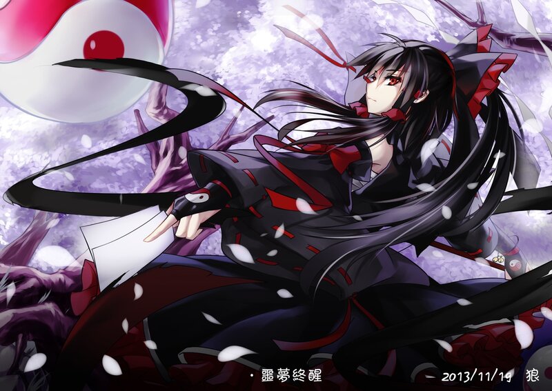 Anime Character with Long Hair — Black, Dramatic, Spring, Digital Art