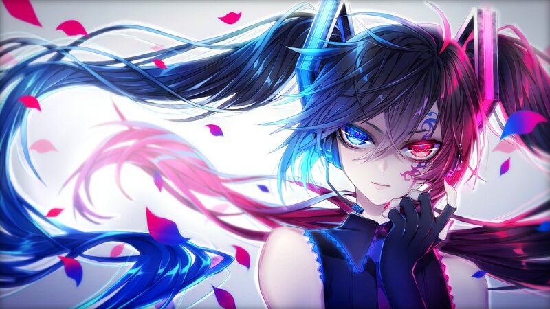 Anime Character with Long Hair — Blue, Dramatic, Digital Art, Cat Ears