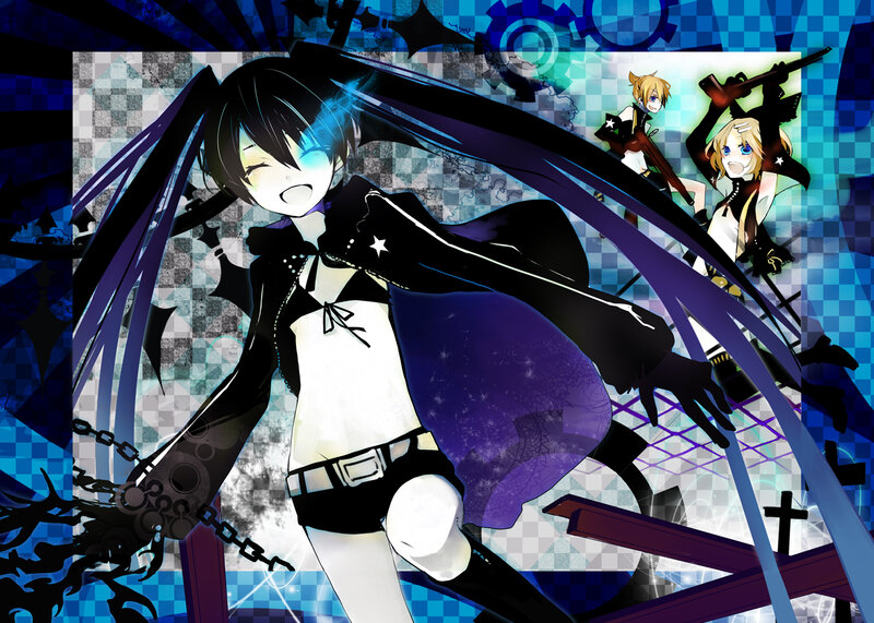 Anime Character with Long Hair — Blue, Dramatic, Digital Art, Chains