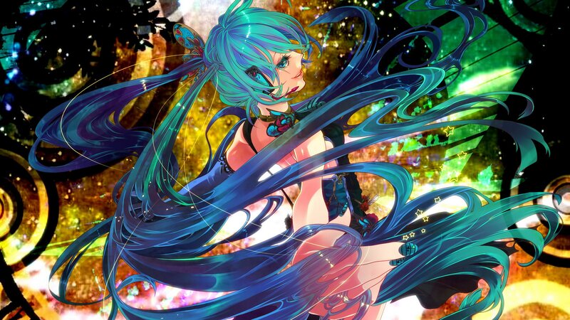 Anime Character with Long Hair — Blue, Dramatic, Digital Art, Long Hair, Sparkles