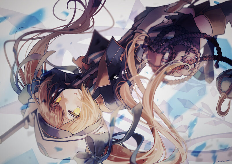 Anime Character with Long Hair — Blue, Dramatic, Digital Art, Long Hair, Sword