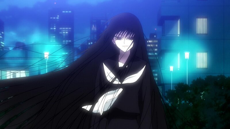 Anime Character with Long Hair — Blue, Dramatic, Night, Cityscape, Streetlights