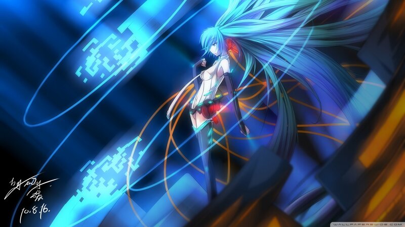 Anime Character with Long Hair — Blue, Dramatic, Night, Digital Art, Long Blue Hair
