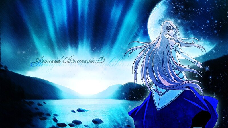 Anime Character with Long Hair — Blue, Dramatic, Night
