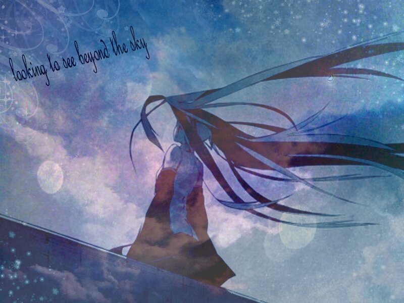 Anime Character with Long Hair — Blue, Dreamy