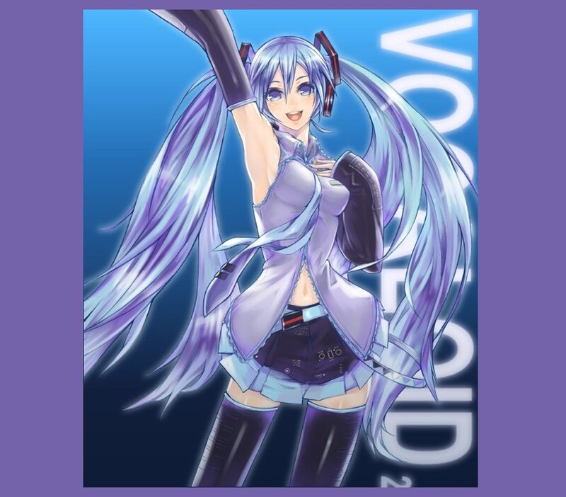 Anime Character with Long Hair — Blue, Energetic