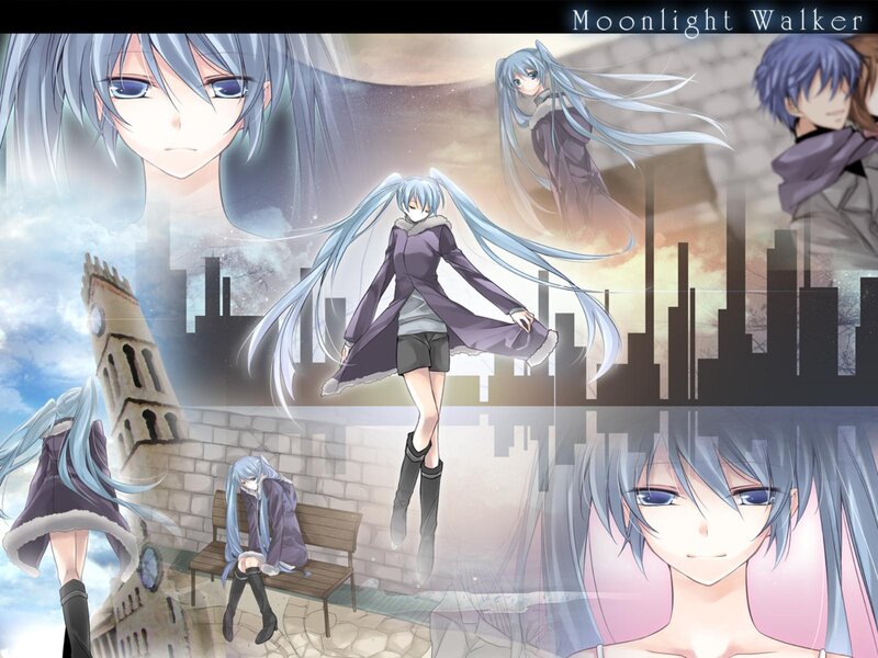 Anime Character with Long Hair — Blue, Melancholic