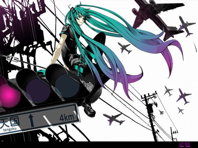 Anime Character with Long Hair — Cyan, Dramatic, Digital Art