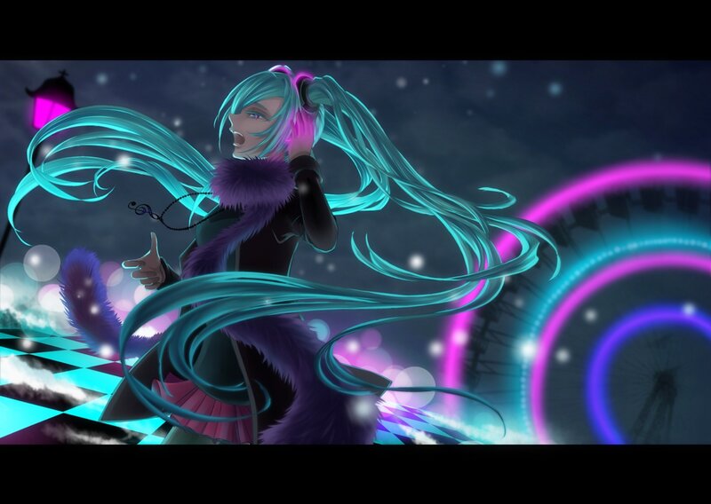 Anime Character with Long Hair — Cyan, Dramatic