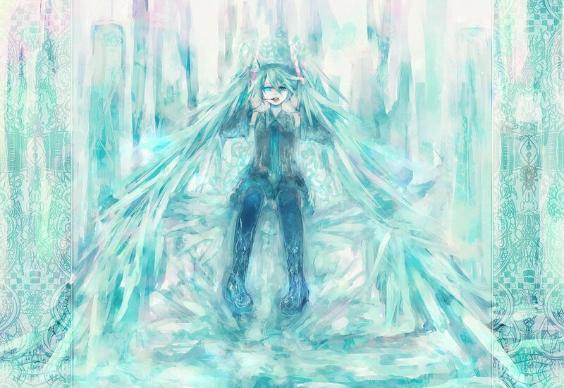Anime Character with Long Hair — Cyan, Ethereal