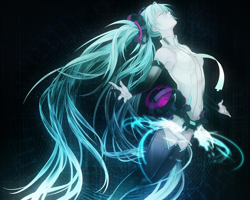 Anime Character with Long Hair — Cyan