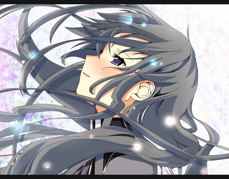 Anime Character with Long Hair — Gray, Dreamy