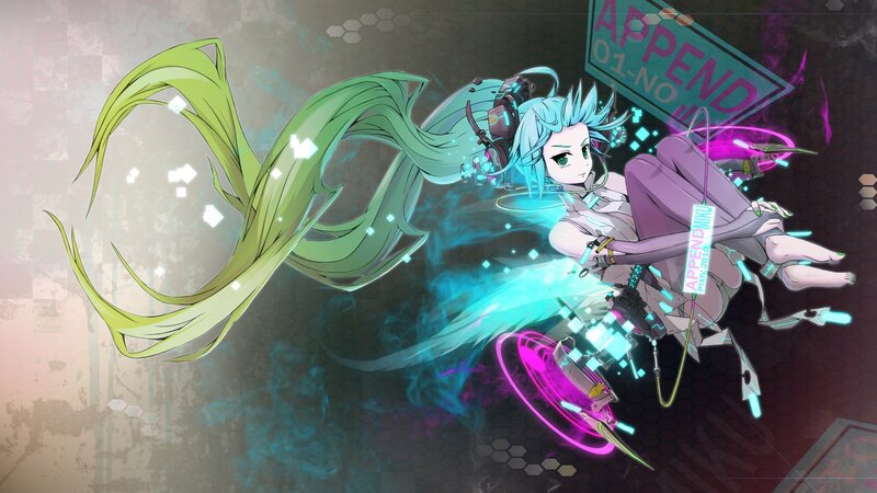 Anime Character with Long Hair — Green, Dramatic, Digital Art, Long Green Hair, Mechanical Parts