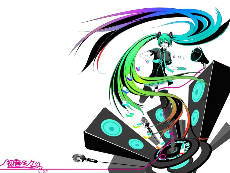 Anime Character with Long Hair — Green