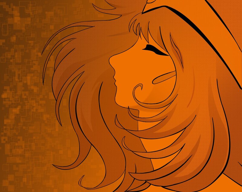 Anime Character with Long Hair — Orange, Serene
