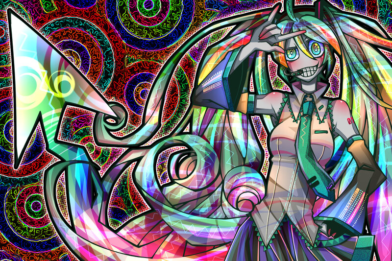 Anime Character with Long Hair — Pink, Psychedelic