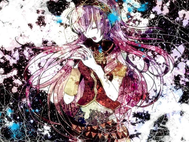 Anime Character with Long Hair — Purple, Dramatic, Digital Art