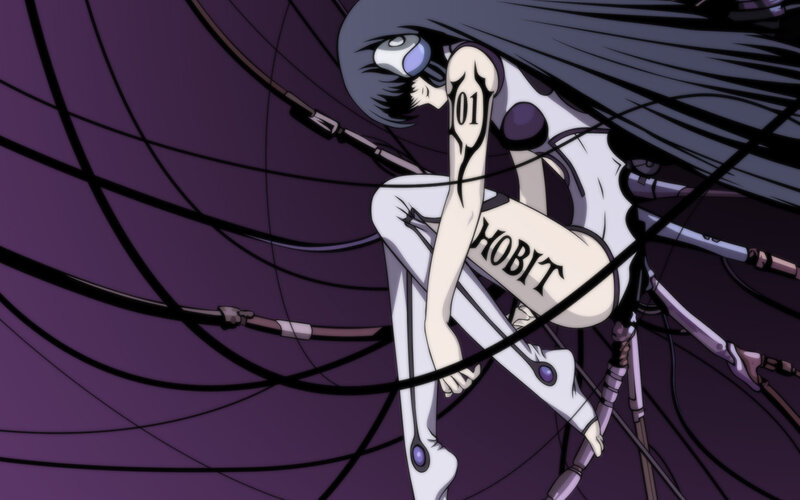 Anime Character with Long Hair — Purple, Dramatic, Long Black Hair