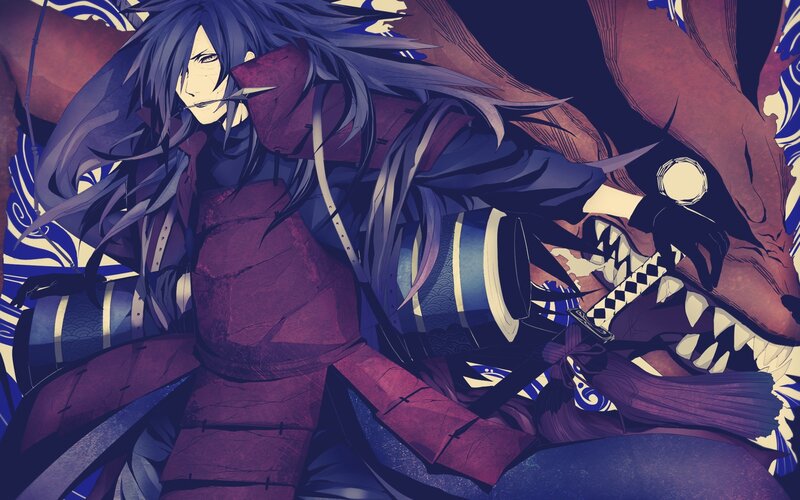 Anime Character with Long Hair — Purple, Dramatic, Night, Manga, Sword