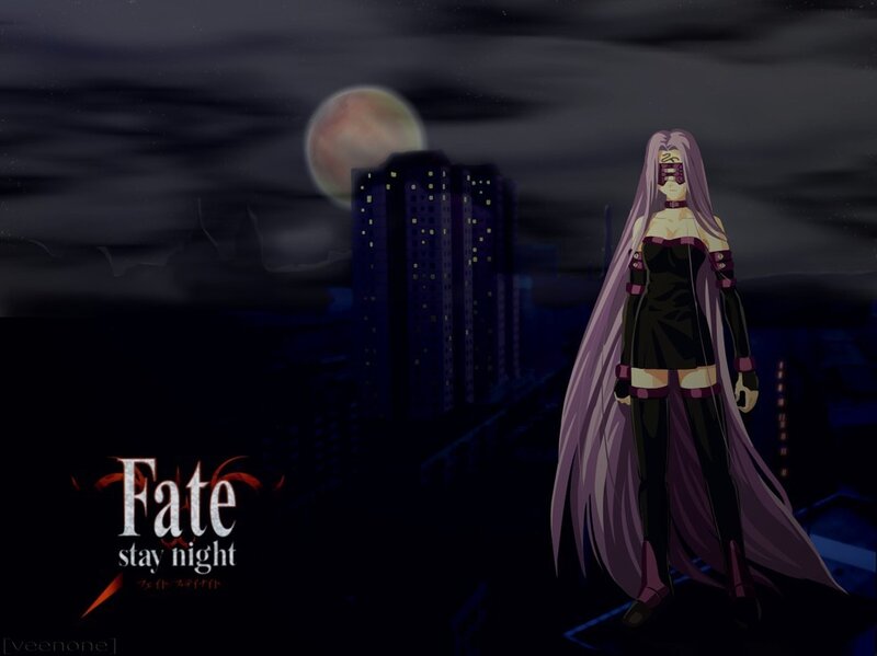 Anime Character with Long Hair — Purple, Dramatic, Night