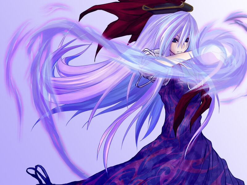 Anime Character with Long Hair — Purple, Dynamic