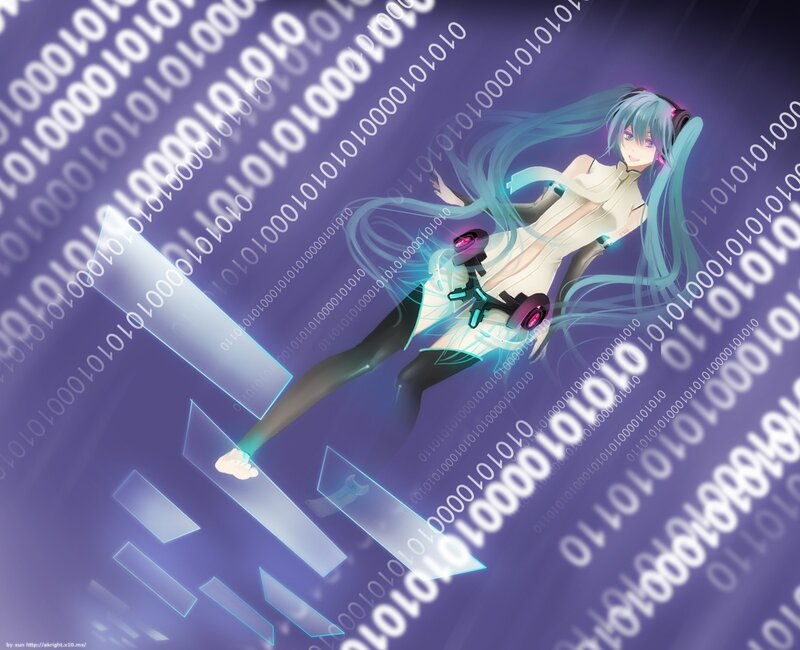 Anime Character with Long Hair — Purple, Futuristic, Digital Art