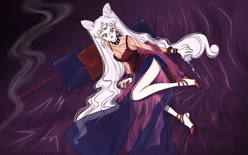 Anime Character with Long Hair — Purple