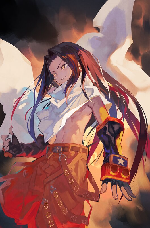 Anime Character with Long Hair — Red, Dramatic, Digital Art, Long Hair