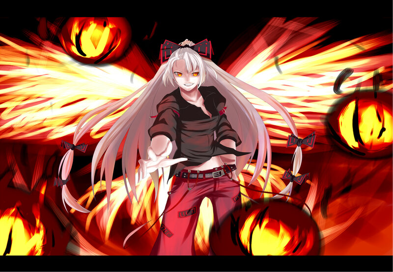 Anime Character with Long Hair — Red, Dramatic, Digital Art