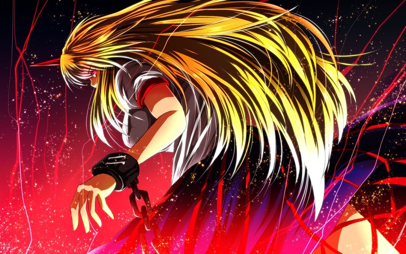 Anime Character with Long Hair — Red, Dramatic, Long Hair