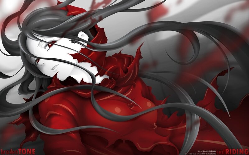 Anime Character with Long Hair — Red, Dramatic