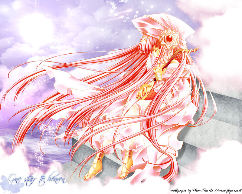 Anime Character with Long Hair — Red, Serene