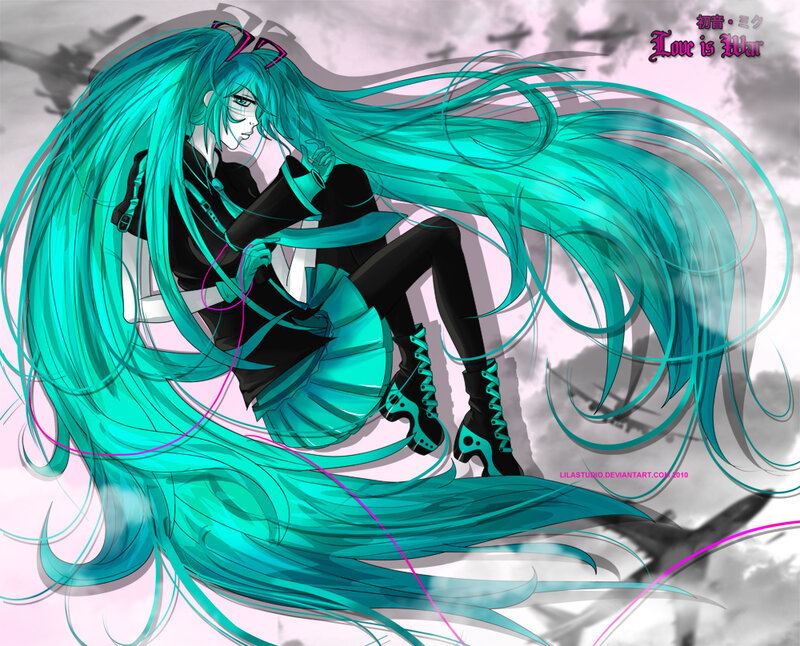 Anime Character with Long Hair — Teal, Dramatic, Digital Art