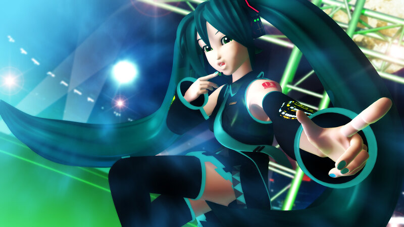 Anime Character with Long Hair — Teal, Dynamic, Night