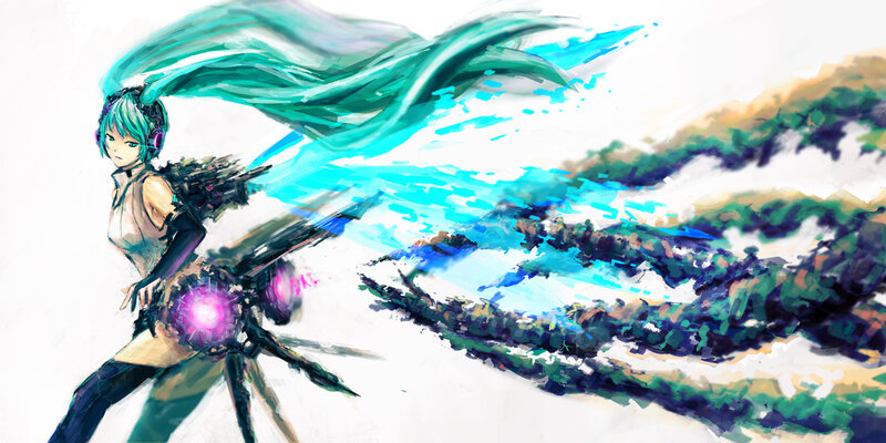 Anime Character with Long Hair — Teal, Dynamic
