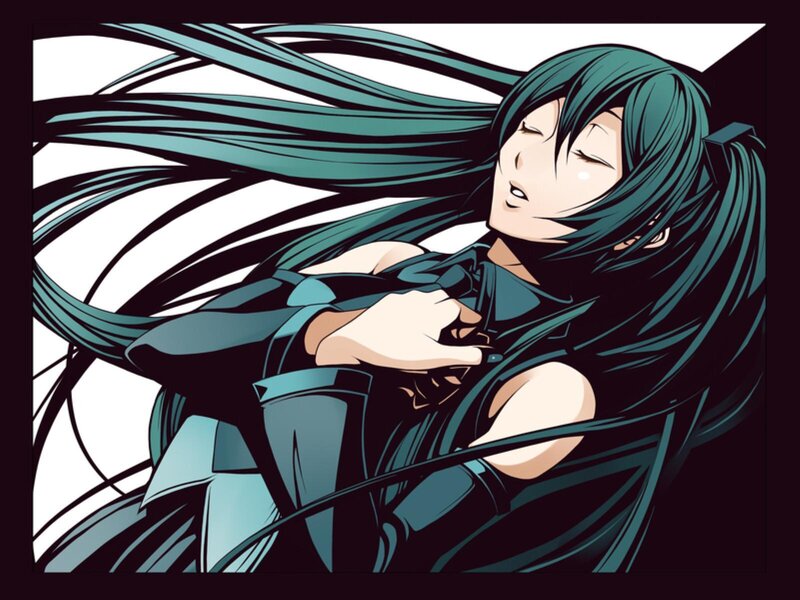 Anime Character with Long Hair — Teal