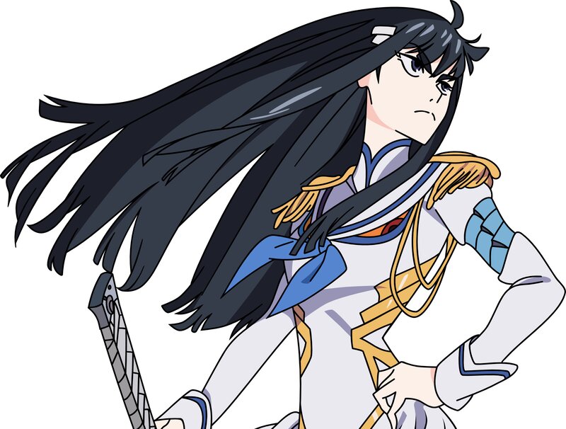 Anime Character with Long Hair — White, Determined