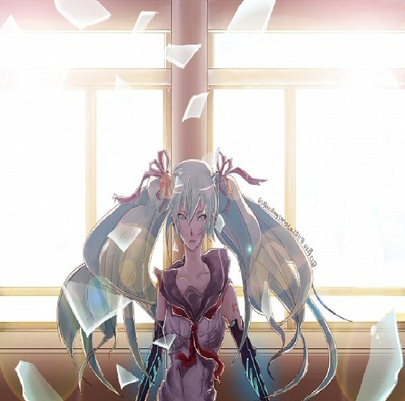 Anime Character with Long Hair — White, Dramatic, Afternoon