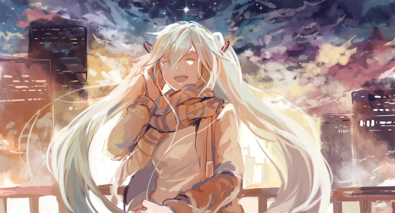 Anime Character with Long Hair — White, Dramatic, Night